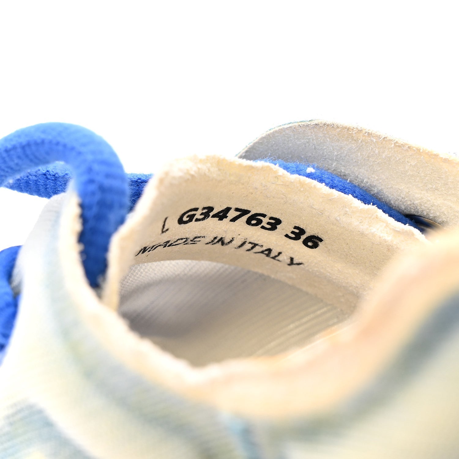 Calfskin Mesh Lyrca Womens Logo Sneakers 36 White Blue
