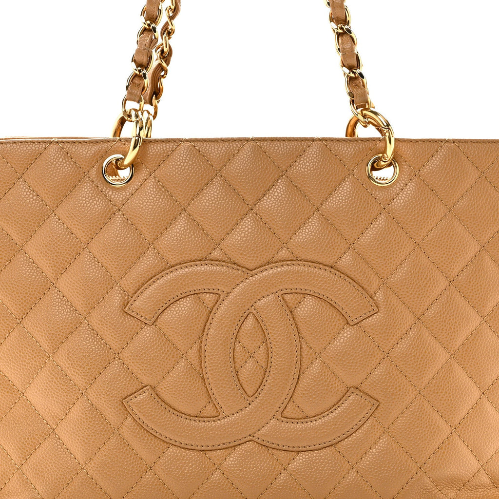 Chanel Caviar Quilted Grand Shopping Tote GST Dark Beige