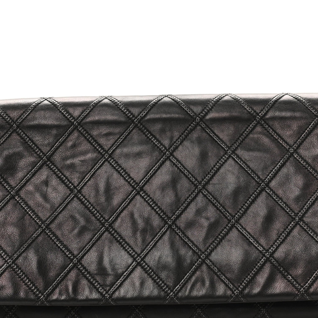 Chanel Calfskin Stitched Thin City Clutch Black