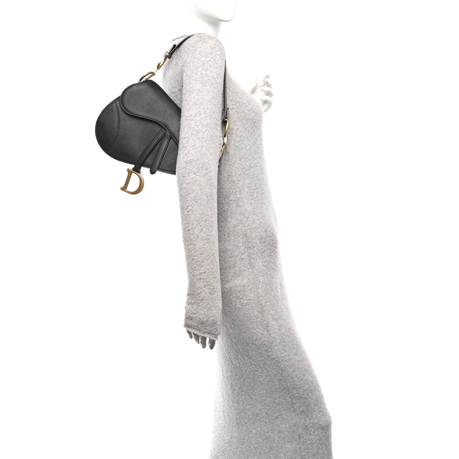 Christian Dior Grained Calfskin Saddle Bag Black