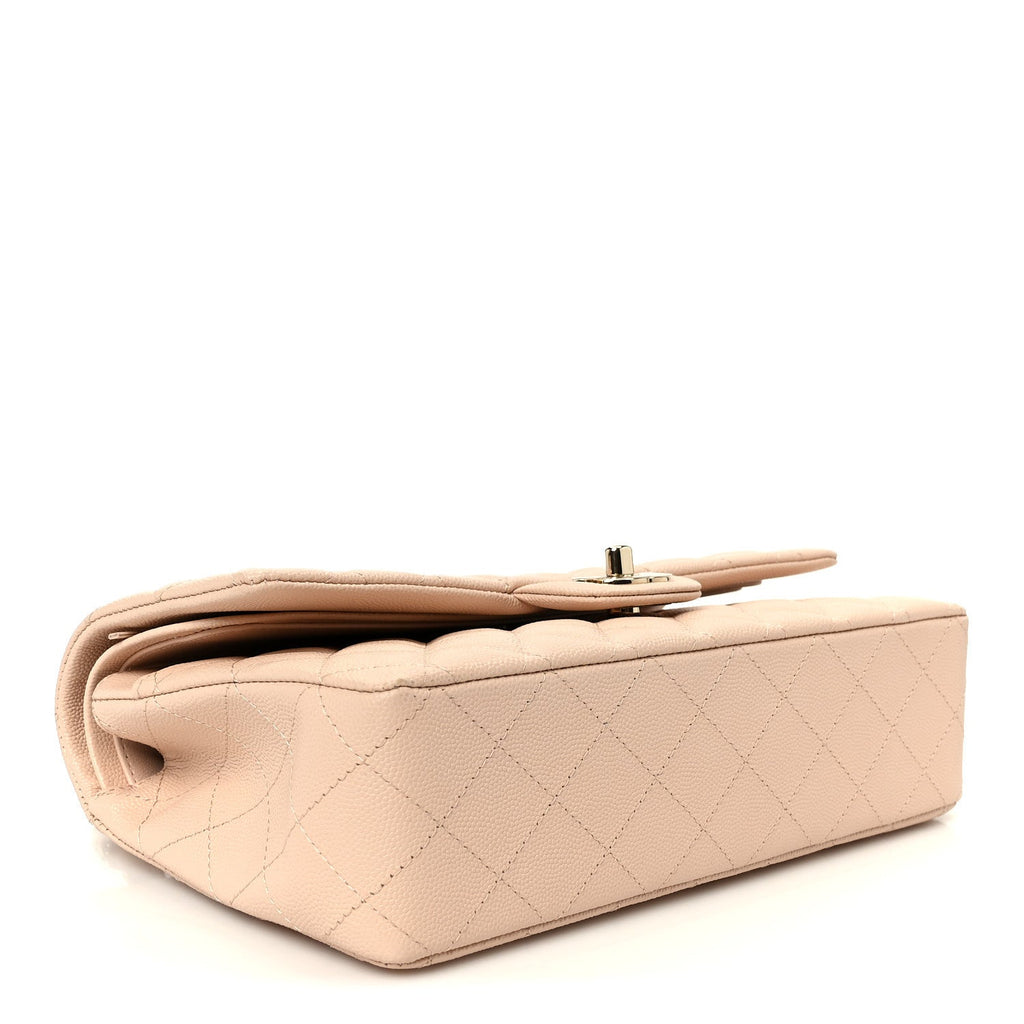 Chanel Caviar Quilted Medium Double Flap Light Beige