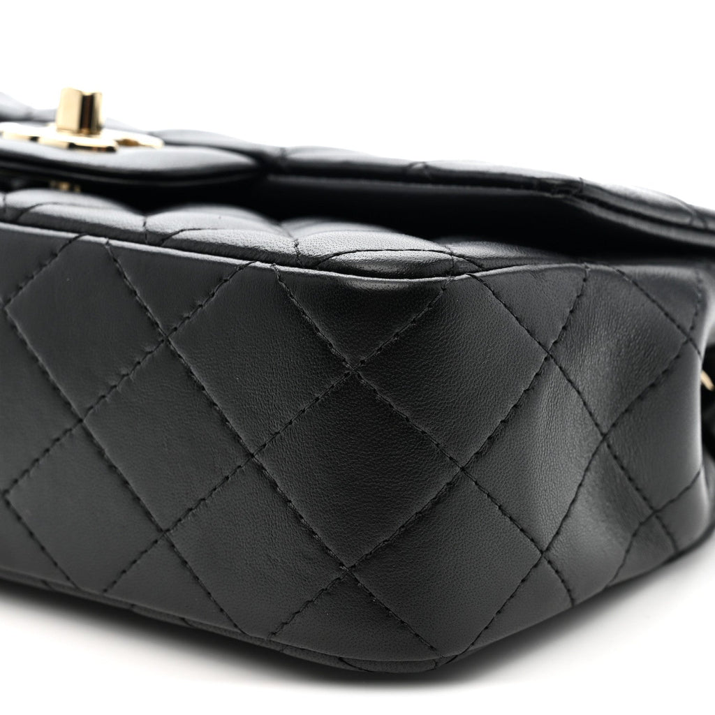 Chanel Lambskin Quilted Mini Rectangular Flap Black