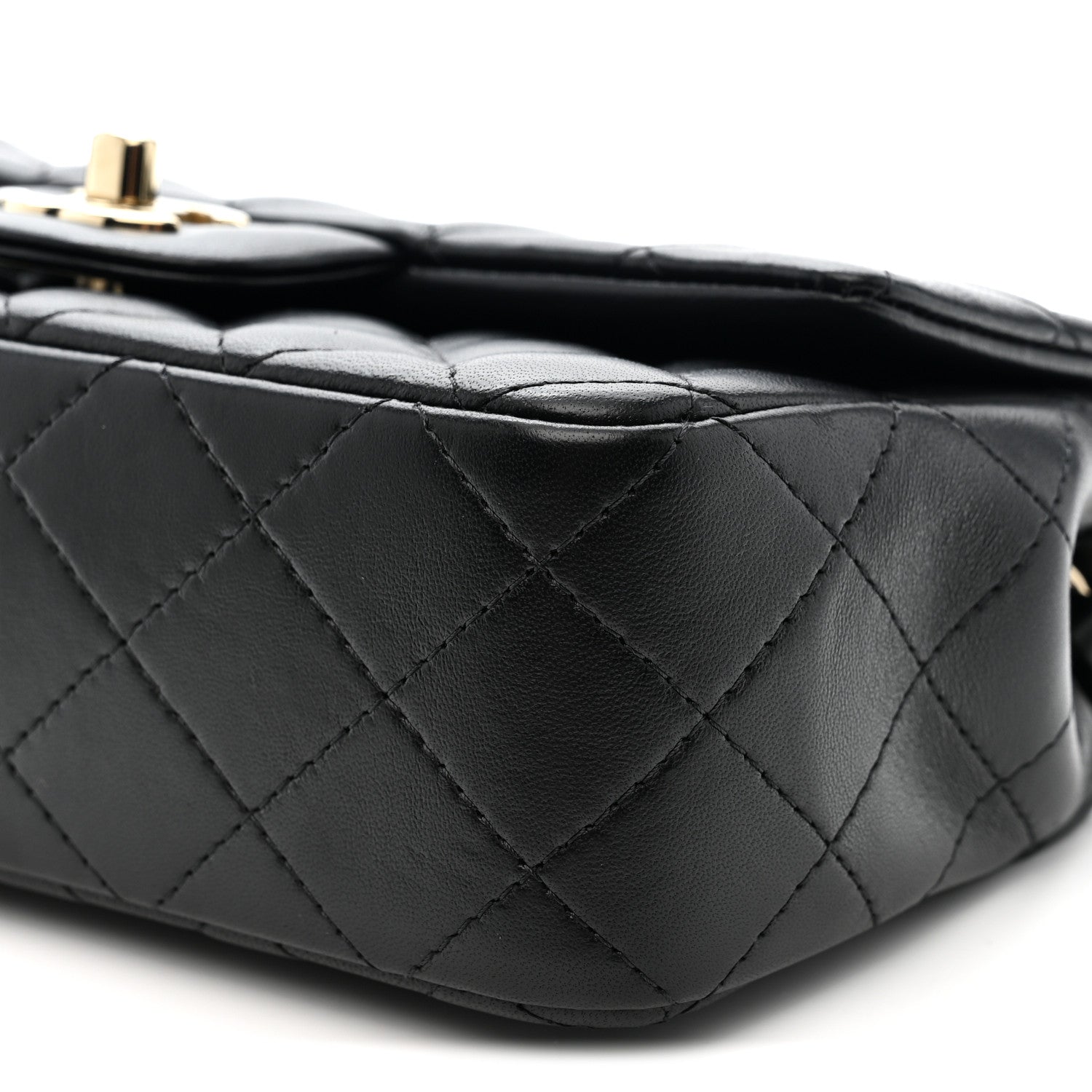 Chanel Lambskin Quilted Mini Rectangular Flap Black
