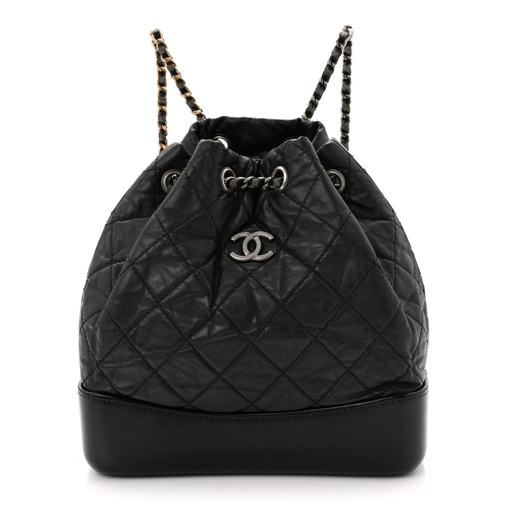 Chanel Aged Calfskin Quilted Small Gabrielle Backpack Black