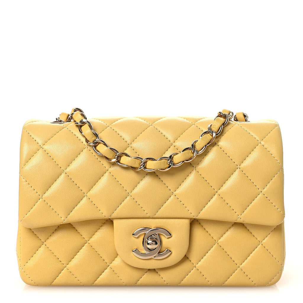 Chanel Lambskin Quilted Mini Rectangular Flap Yellow