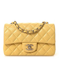 Chanel Lambskin Quilted Mini Rectangular Flap Yellow