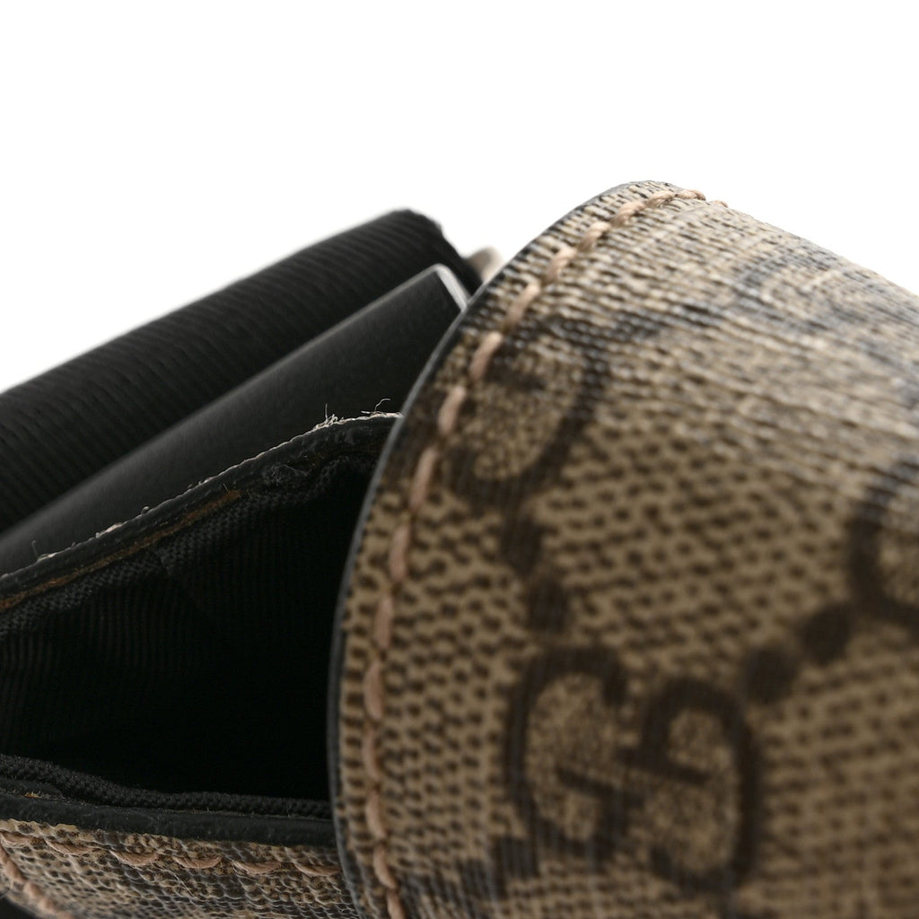 Gucci GG Supreme Monogram Web Flap Messenger Bag Black