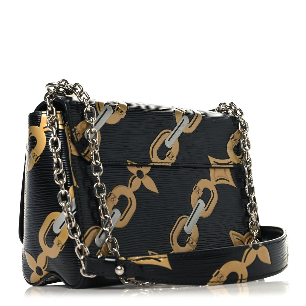 Louis Vuitton Epi Chain Flower Twist Shoulder Bag MM Black