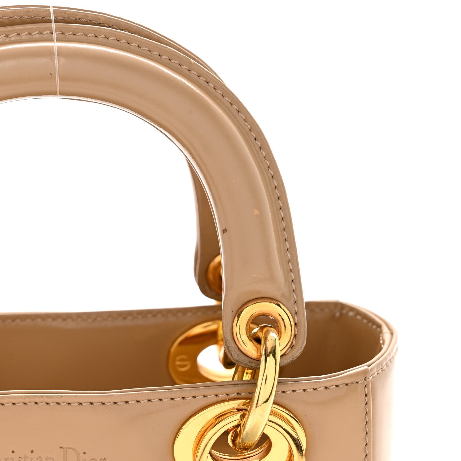 Christian Dior Patent Mini Lady Dior Beige