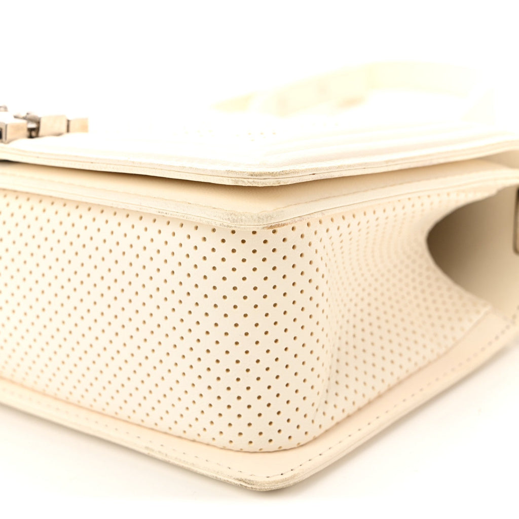 Chanel Lambskin Perforated Medium Boy Flap White
