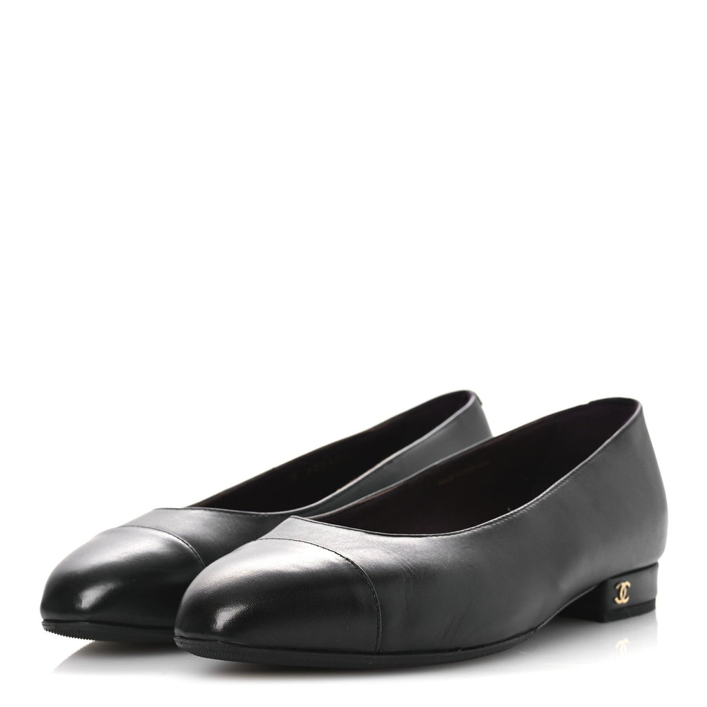 Lambskin Cap Toe CC Uniform Pumps 36 Black