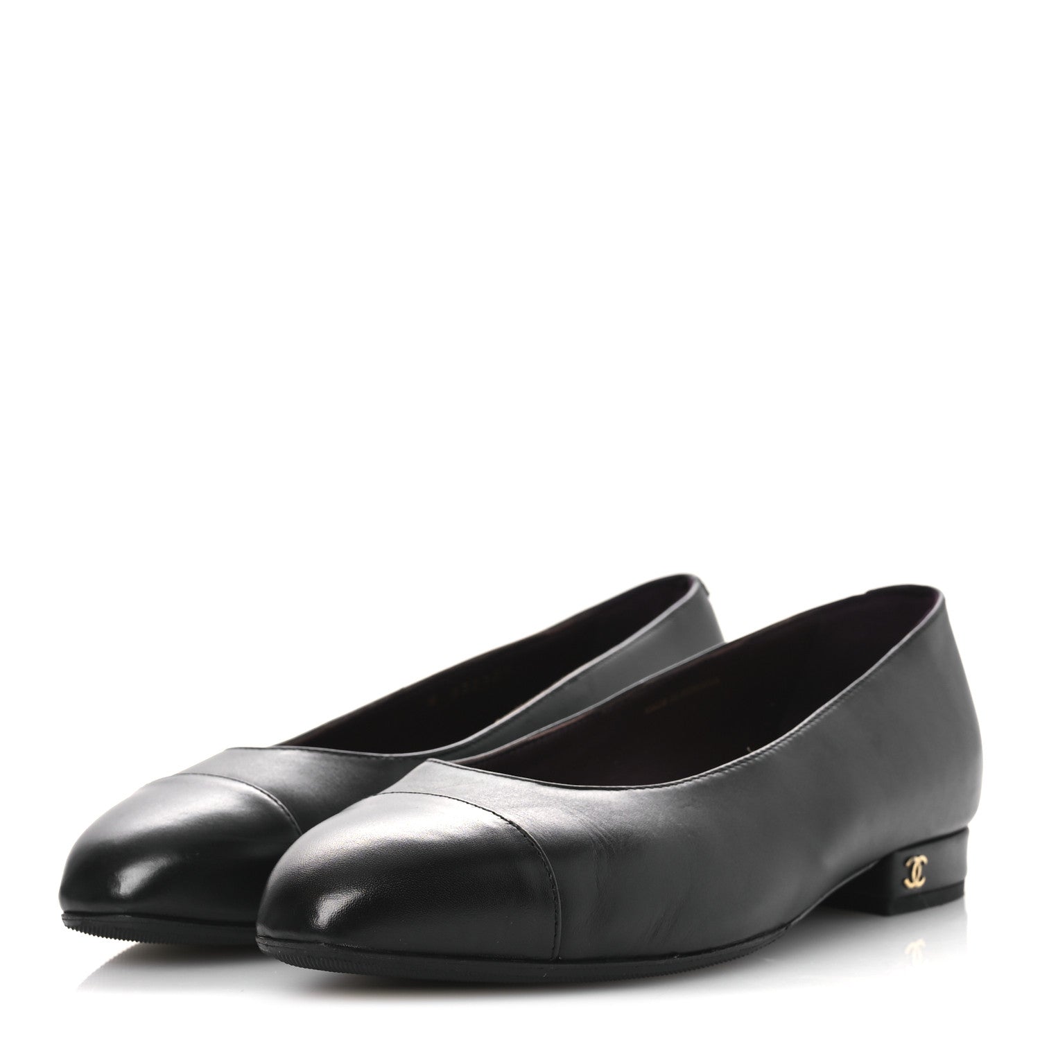 Lambskin Cap Toe CC Uniform Pumps 36 Black