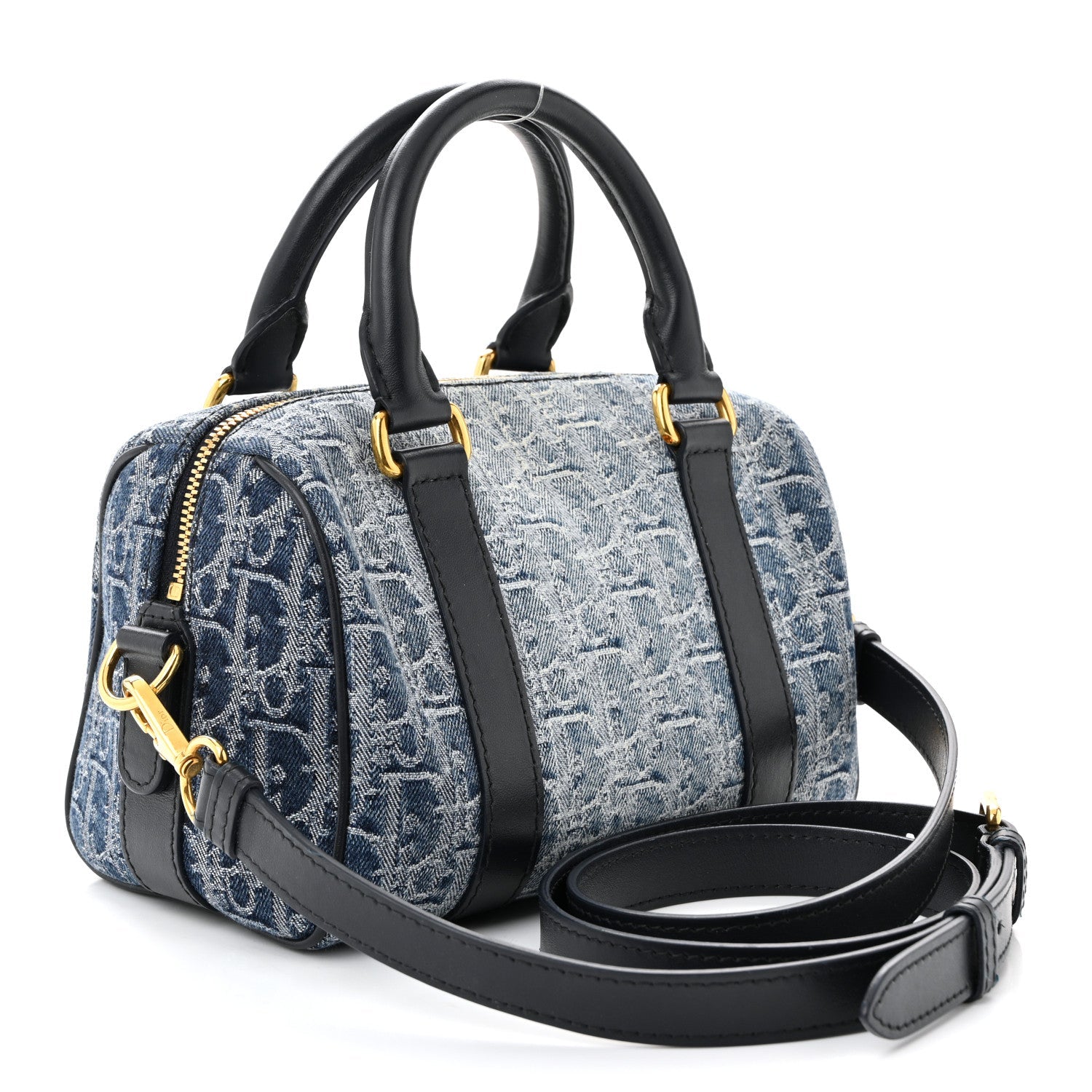 Christian Dior Denim Oblique Groove 20 Bag Blue