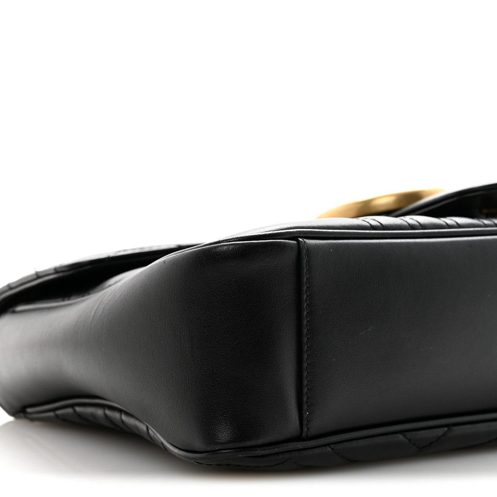 Gucci Calfskin Matelasse Medium GG Marmont Shoulder Bag Black