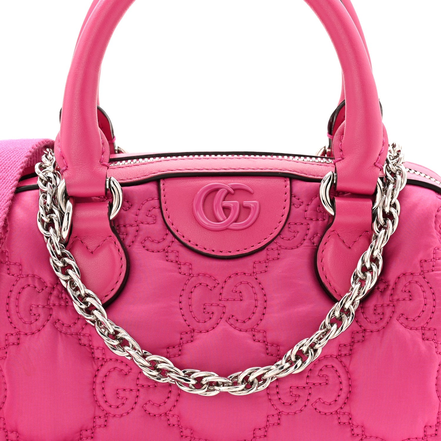 Gucci Nylon Calfskin Enamel GG Matelasse Mini Bowler Bag Lovely