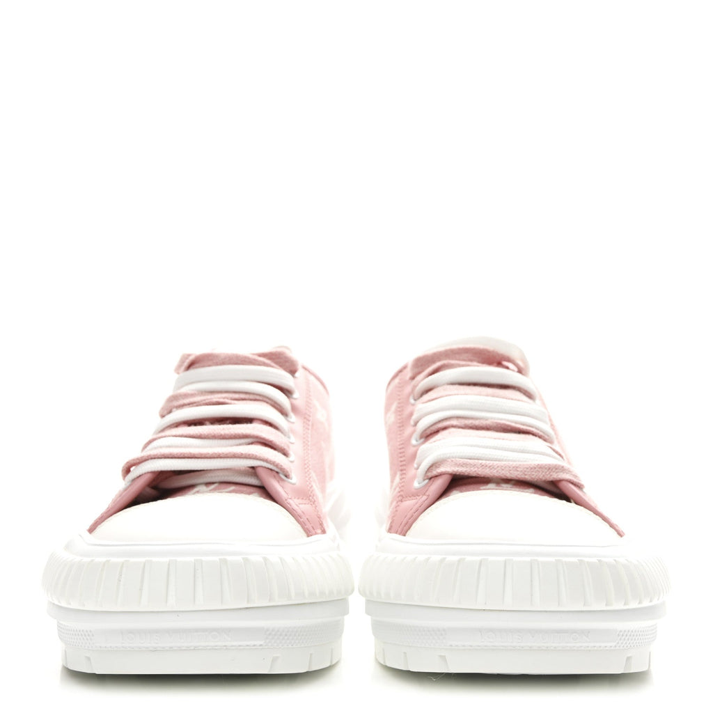 Louis Vuitton Denim Monogram Squad Sneakers 38.5 Pink