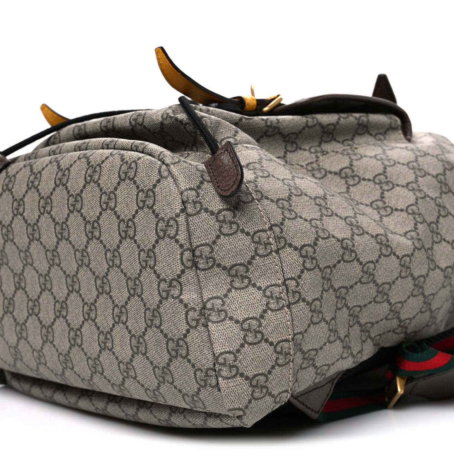 Gucci Soft GG Supreme Monogram Neo Vintage Double Buckle Backpack Beige New Acero Crop
