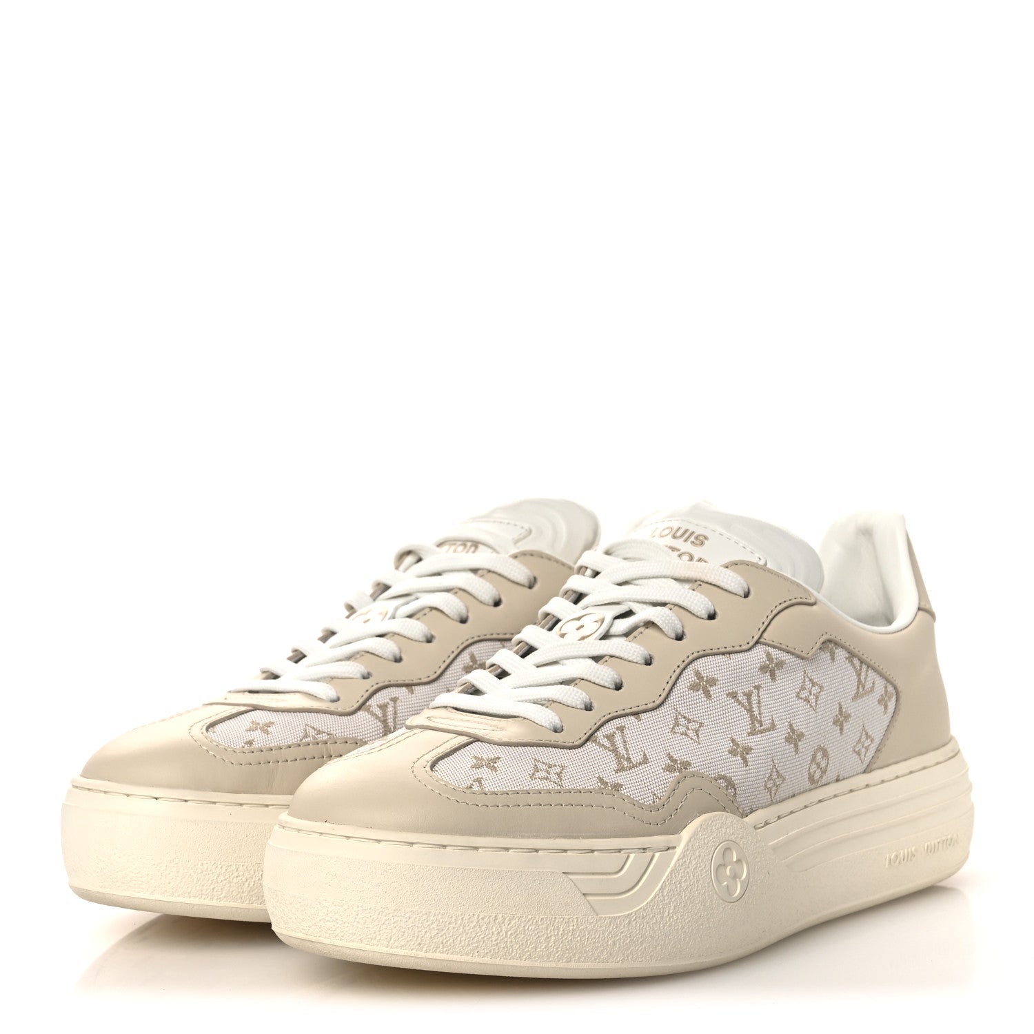Louis Vuitton Canvas Calfskin Monogram LV Groovy Platform Sneakers 39 Beige