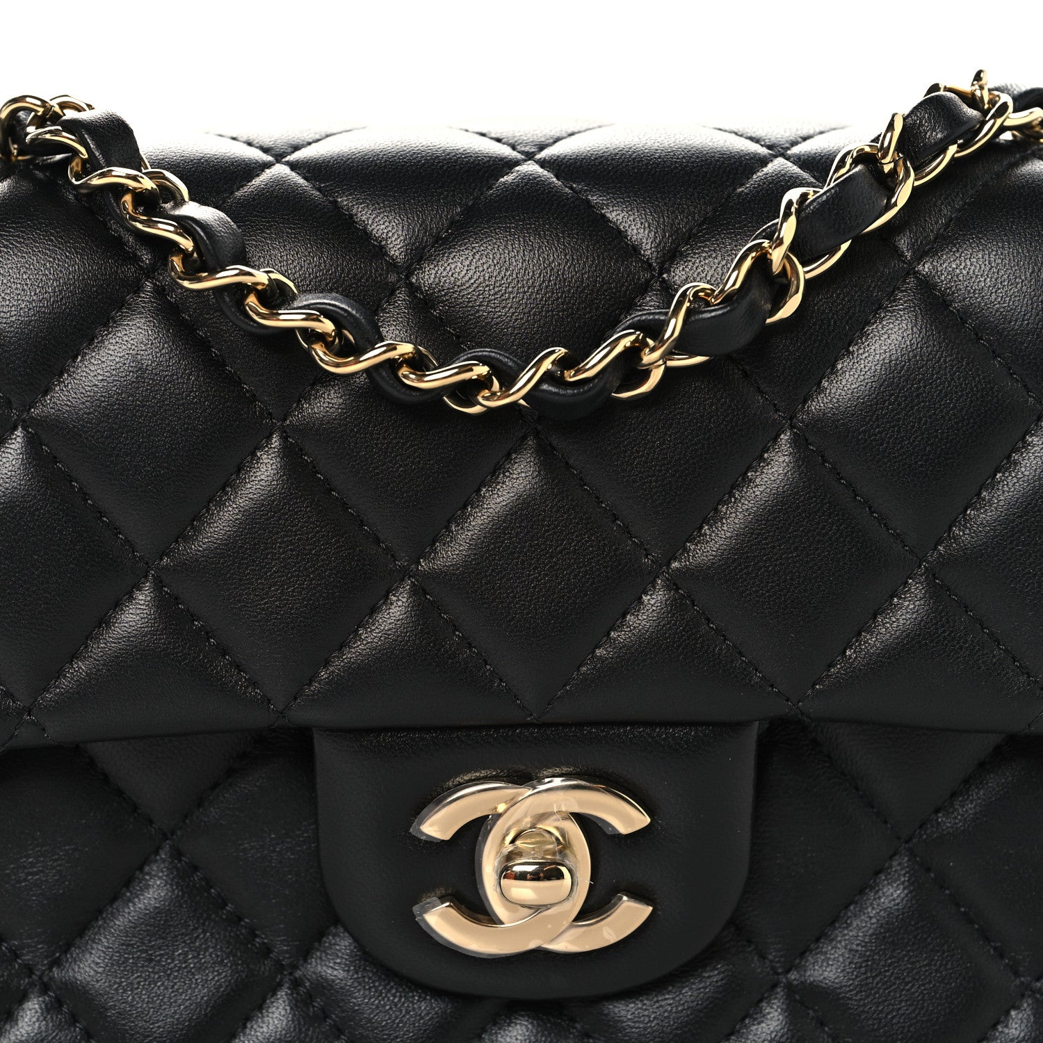 Chanel Lambskin Quilted Mini Rectangular Flap Black