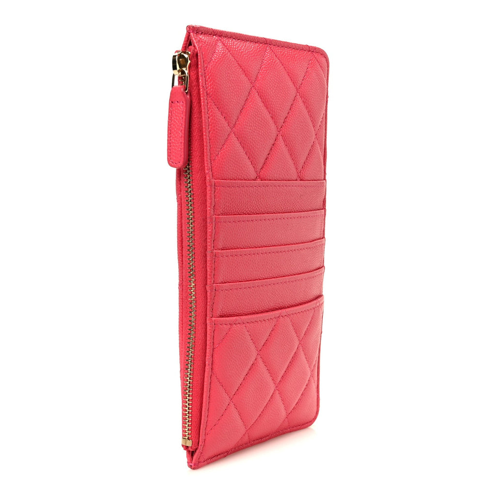 Caviar Quilted French New Wave Flat Wallet Pouch Pink