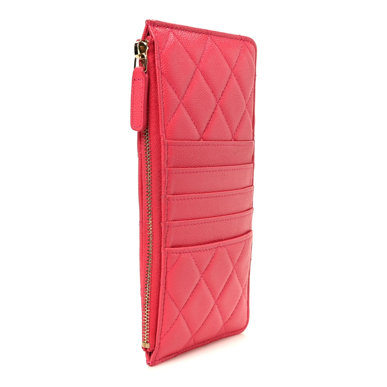 Caviar Quilted French New Wave Flat Wallet Pouch Pink