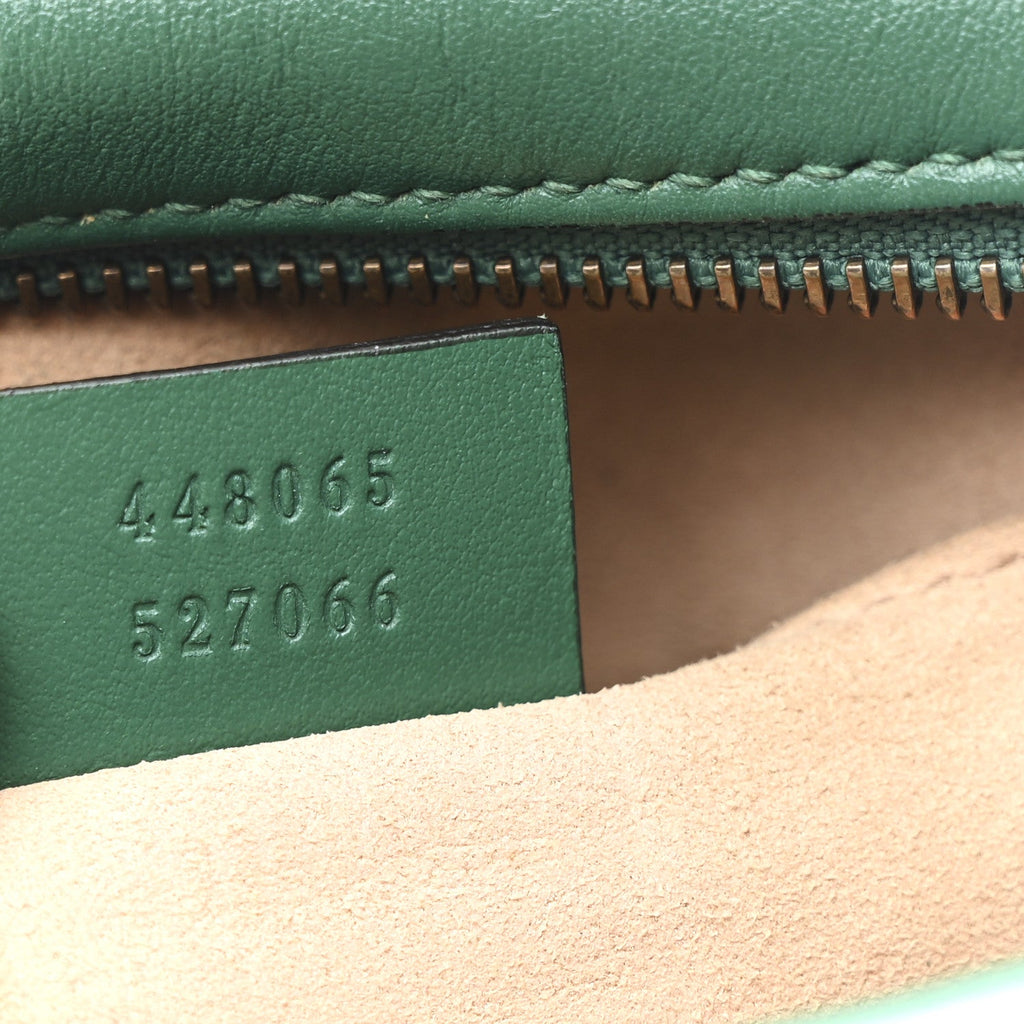 Gucci Calfskin Matelasse Small GG Marmont Chain Shoulder Bag Emerald Green