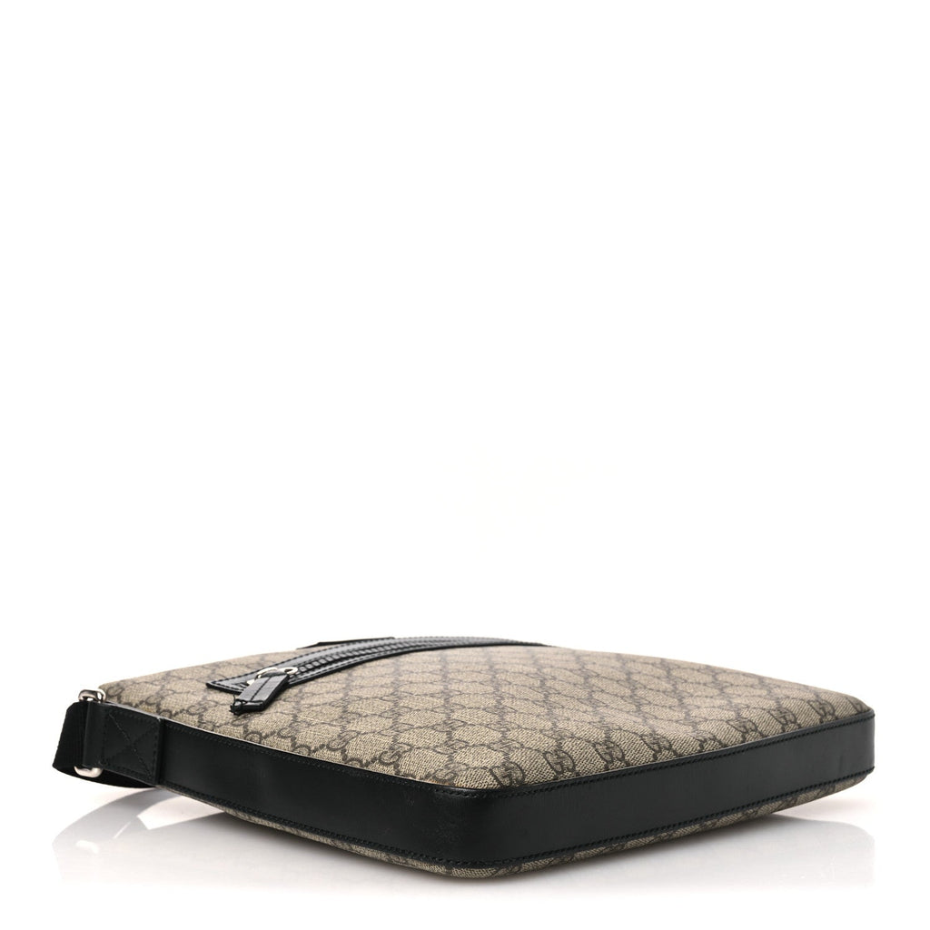 Gucci GG Supreme Monogram Flat Messenger Bag Black