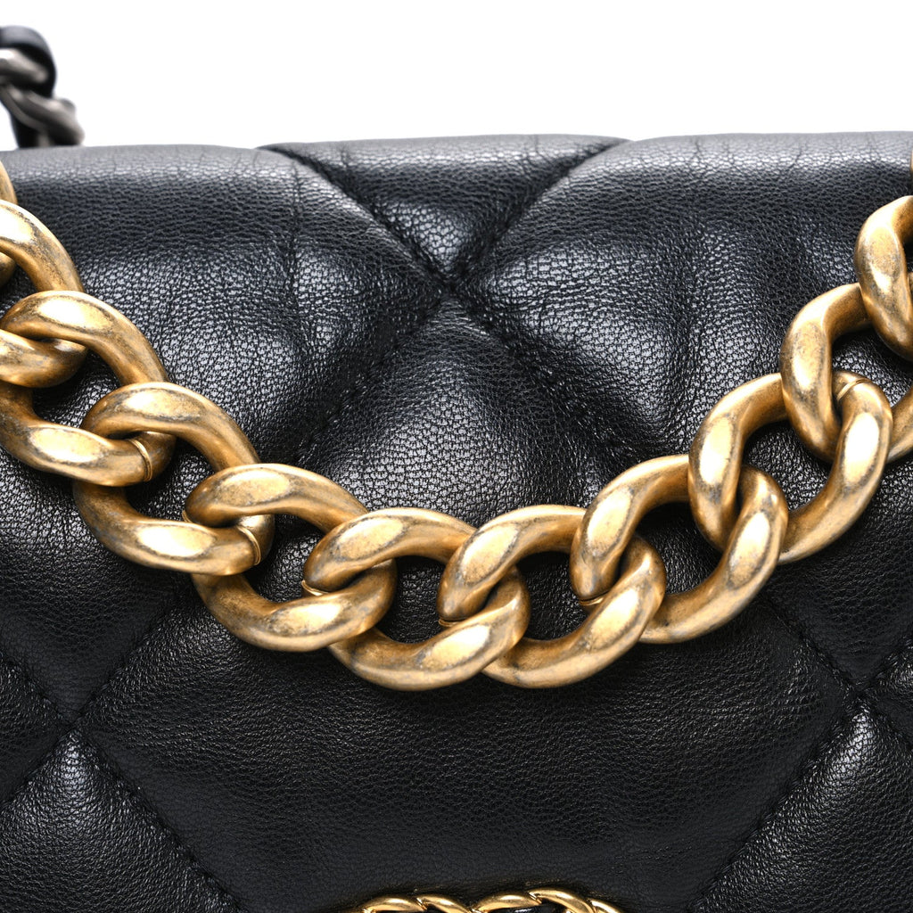 Chanel Goatskin Quilted Large Chanel 19 Flap Black
