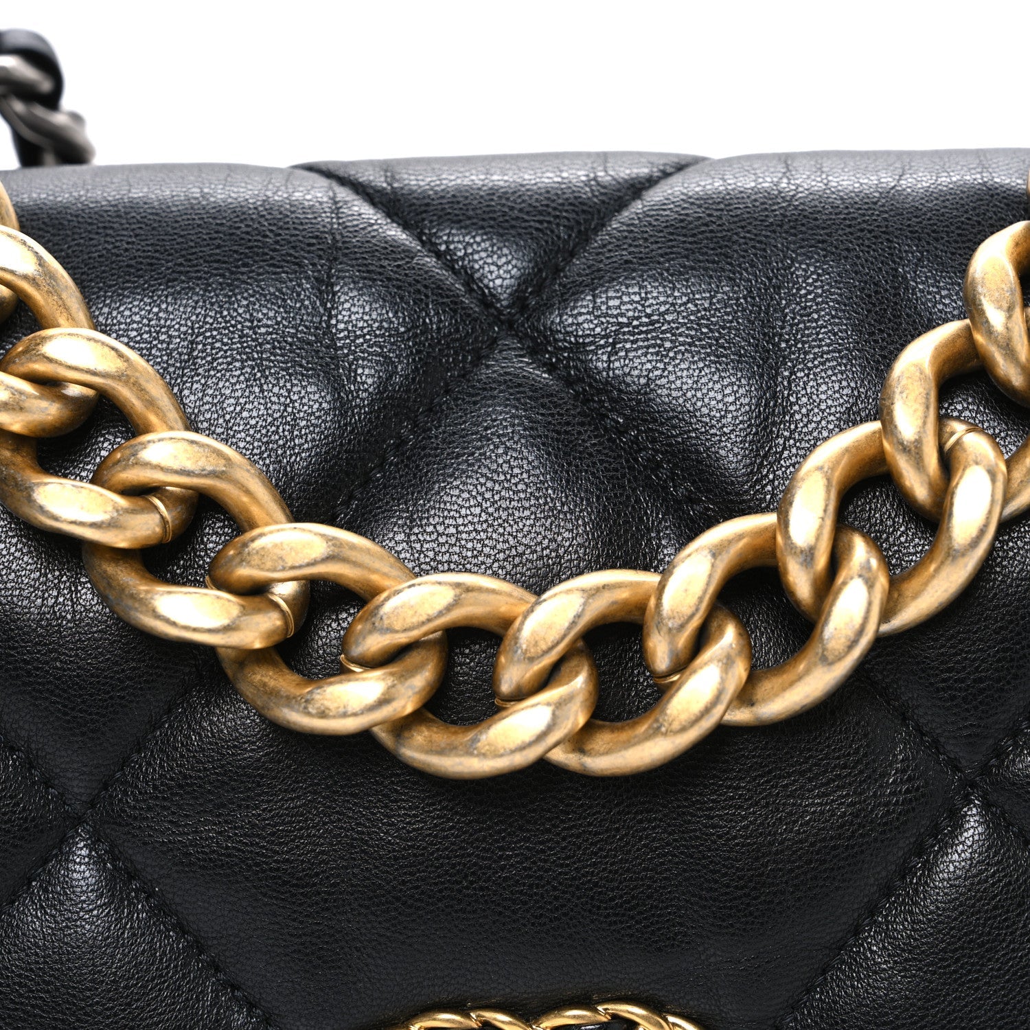 Chanel Goatskin Quilted Large Chanel 19 Flap Black