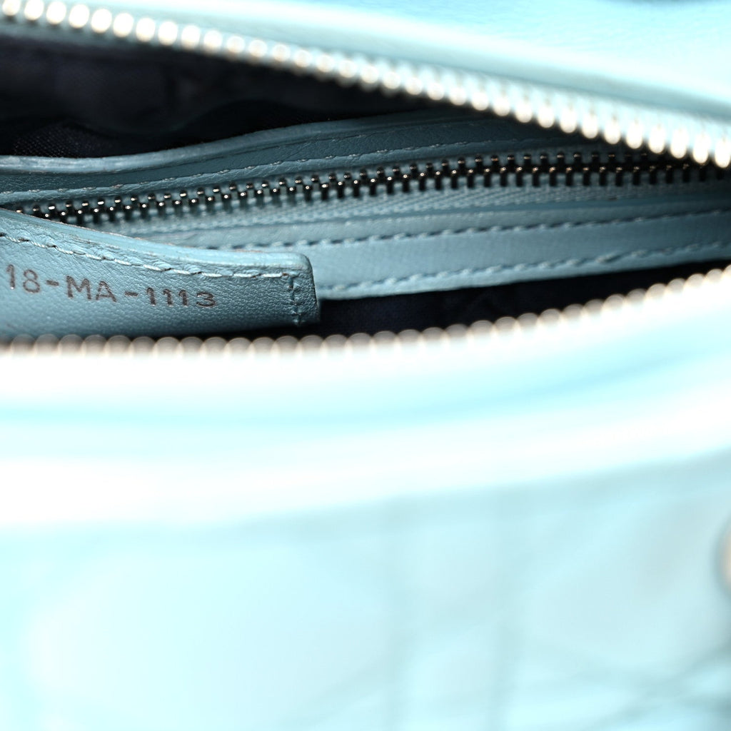 Christian Dior Lambskin Cannage Medium Lady Dior Light Blue