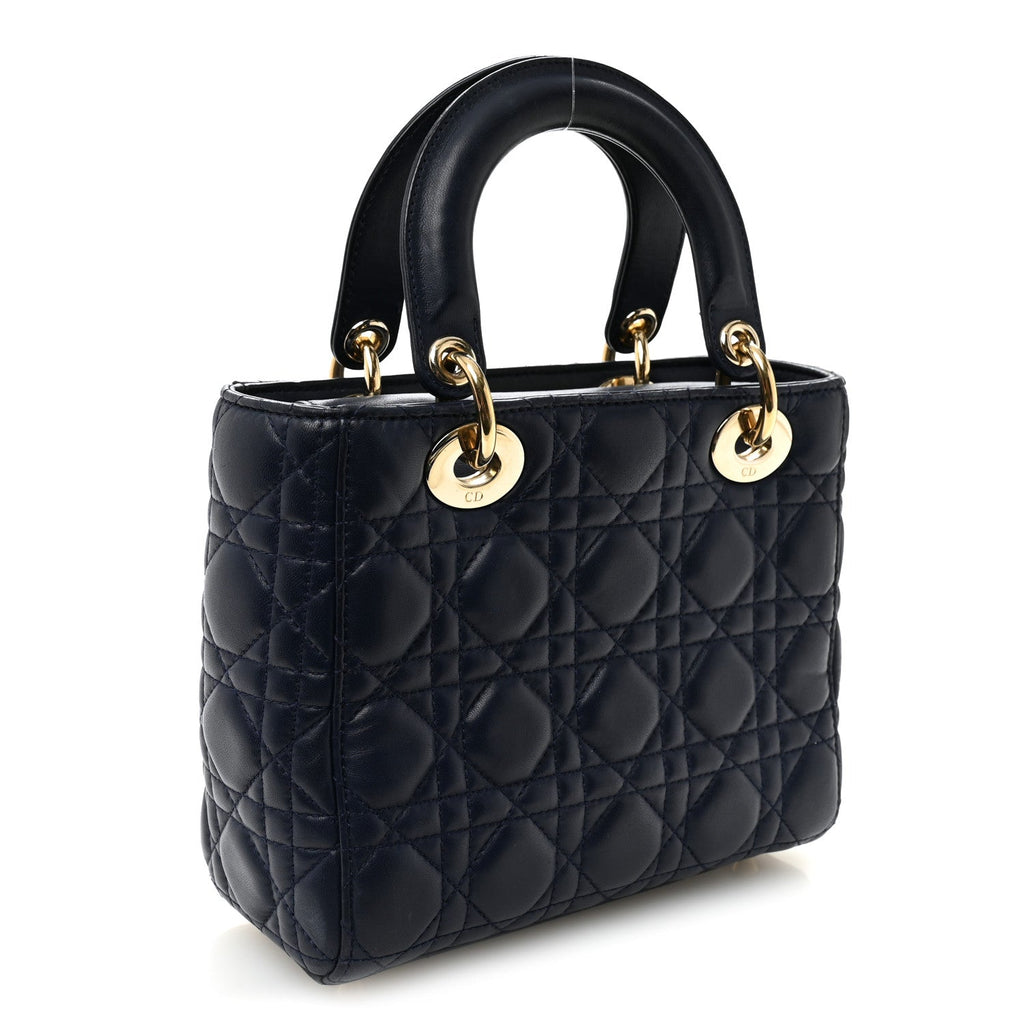 Christian Dior Lambskin Cannage Small Lucky Badges My Lady Dior Navy