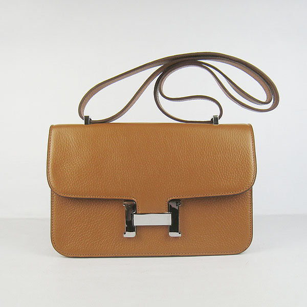 Hermes Calf Leather Message Bag H020 Light Coffee Silver
