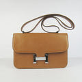 Hermes Calf Leather Message Bag H020 Light Coffee Silver