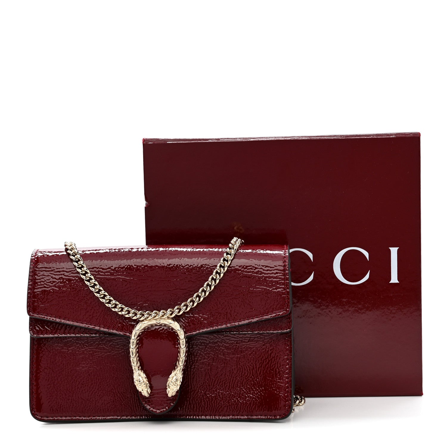 Gucci Crinkled Patent Mini Dionysus Shoulder Bag Rosso Ancora Red