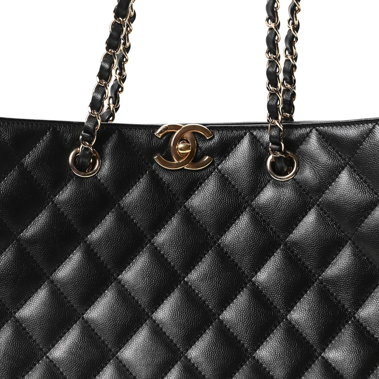 Chanel Caviar Quilted Small Shopping Tote Black