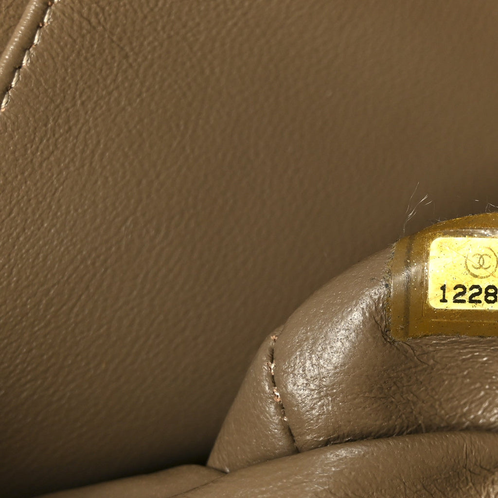 Chanel Crinkled Patent Quilted Medium Double Flap Beige