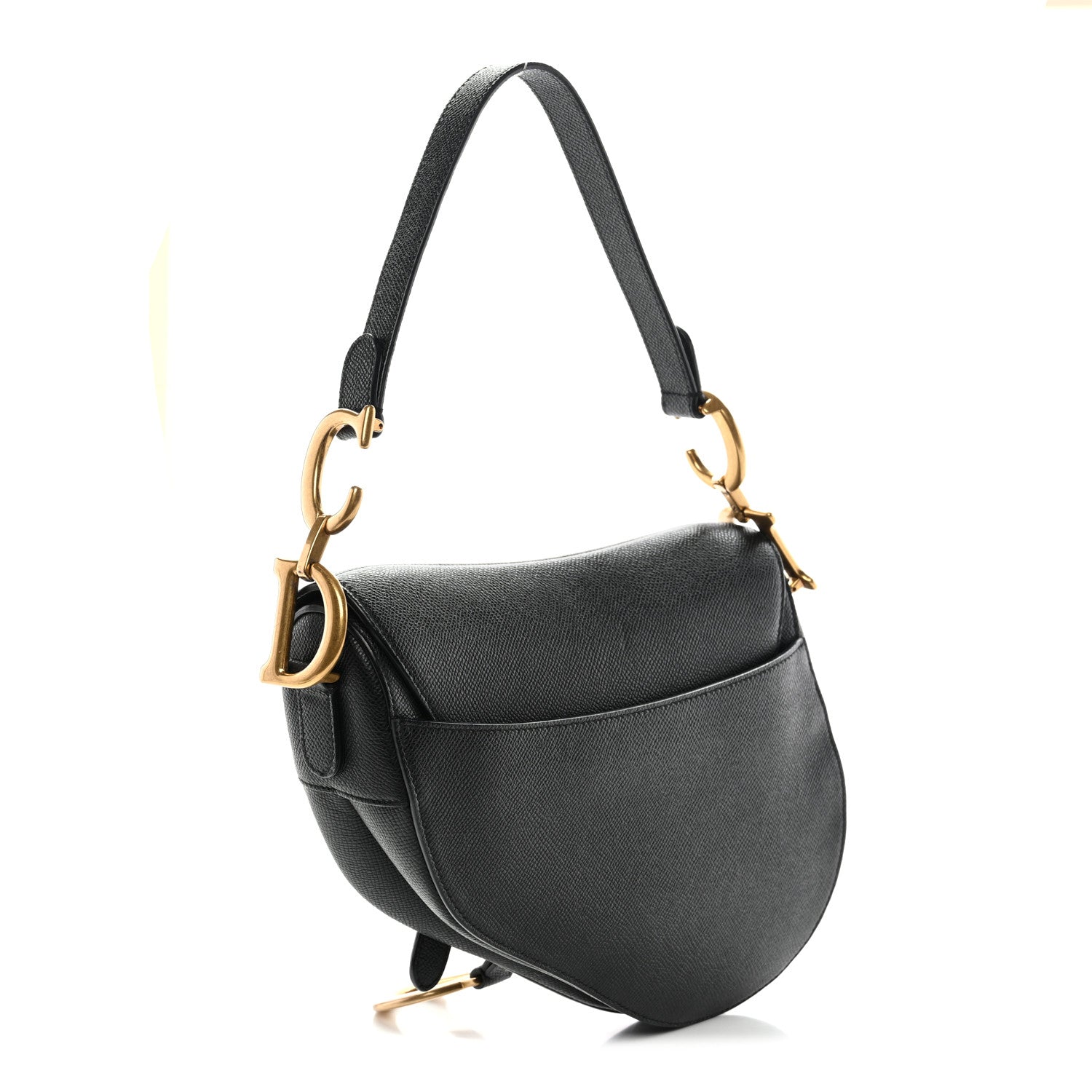 Christian Dior Grained Calfskin Saddle Bag Black