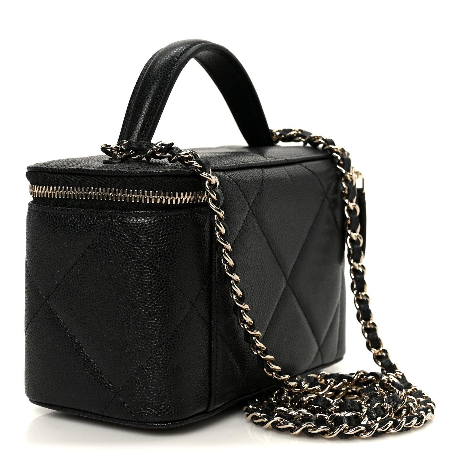Chanel Caviar Quilted Top Handle Long Vanity Black