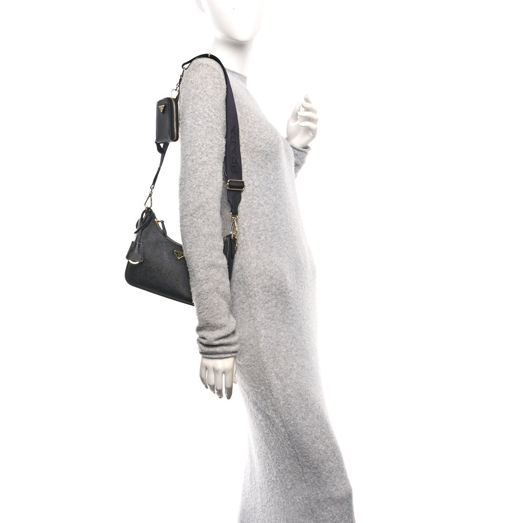 Prada Saffiano Lux Re-Edition 2005 Shoulder Bag Black