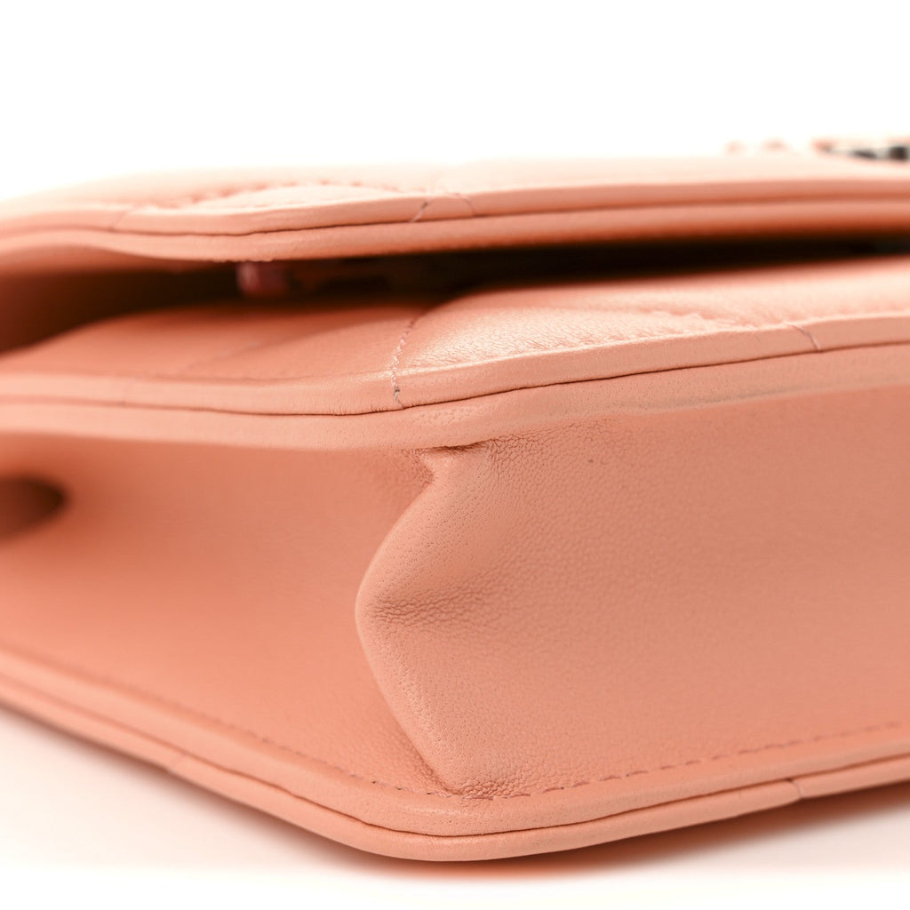 Chanel Lambskin Quilted Chanel 19 Wallet On Chain WOC Light Orange