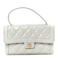 Chanel Calfskin Quilted Wild Stitch Large Flap Light Blue