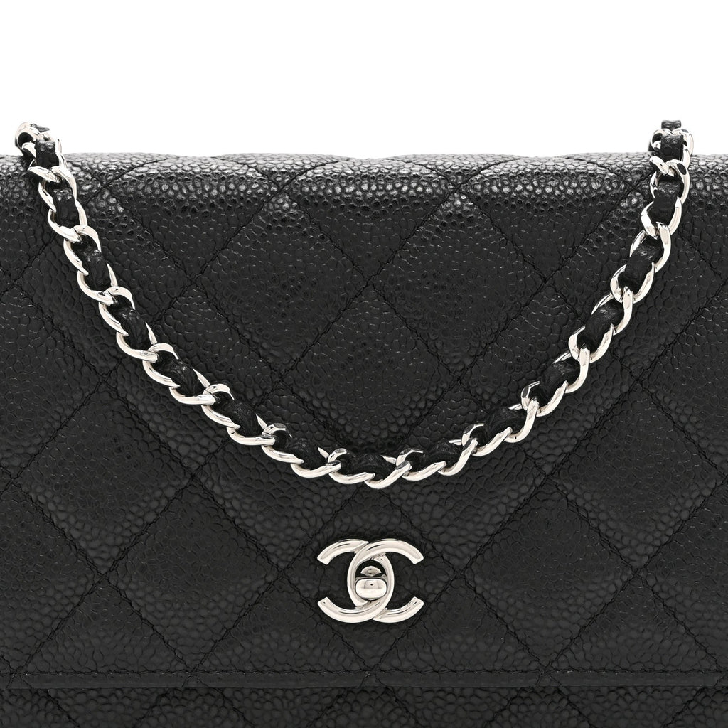 Chanel Caviar Quilted CC Turnlock Wallet On Chain WOC Black