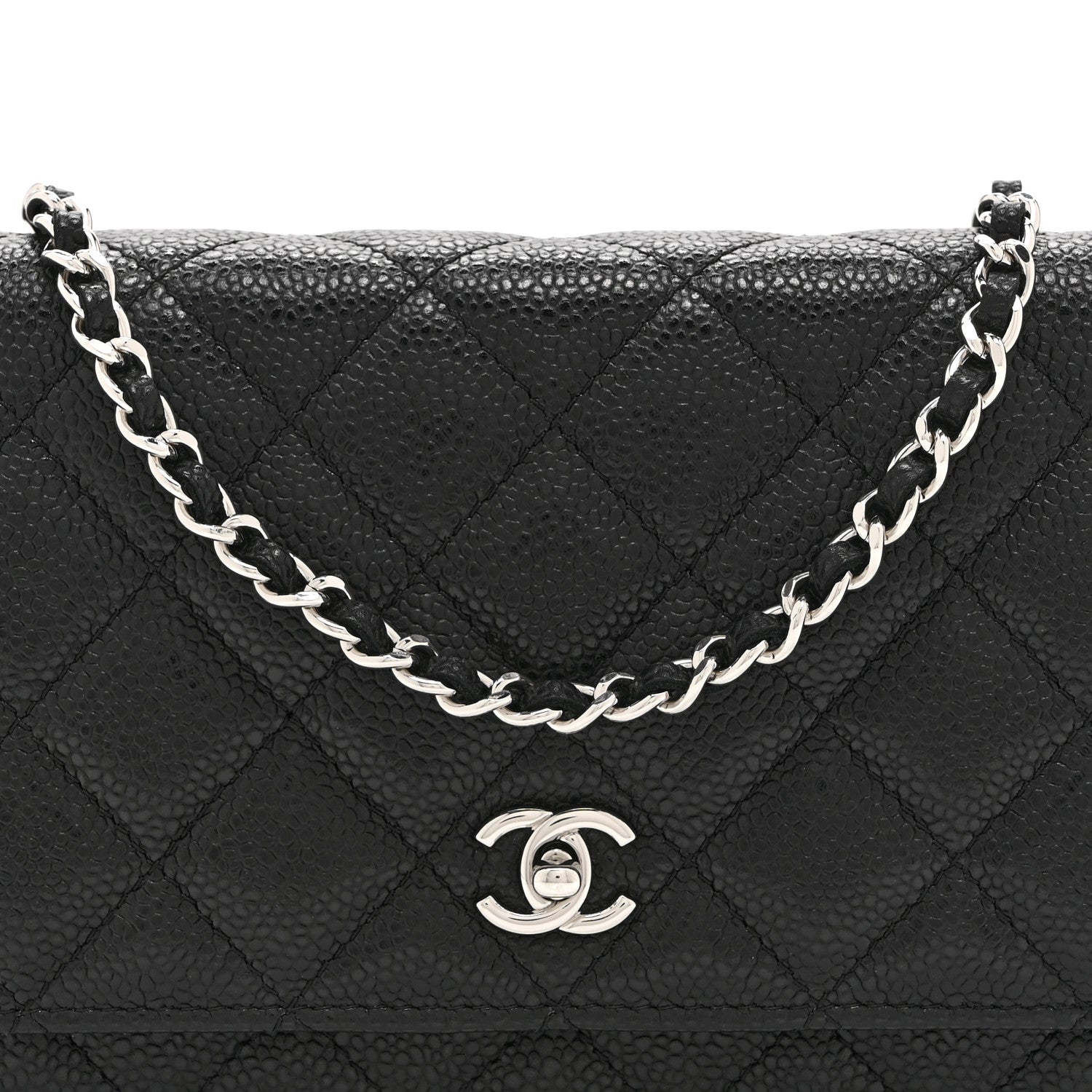 Chanel Caviar Quilted CC Turnlock Wallet On Chain WOC Black