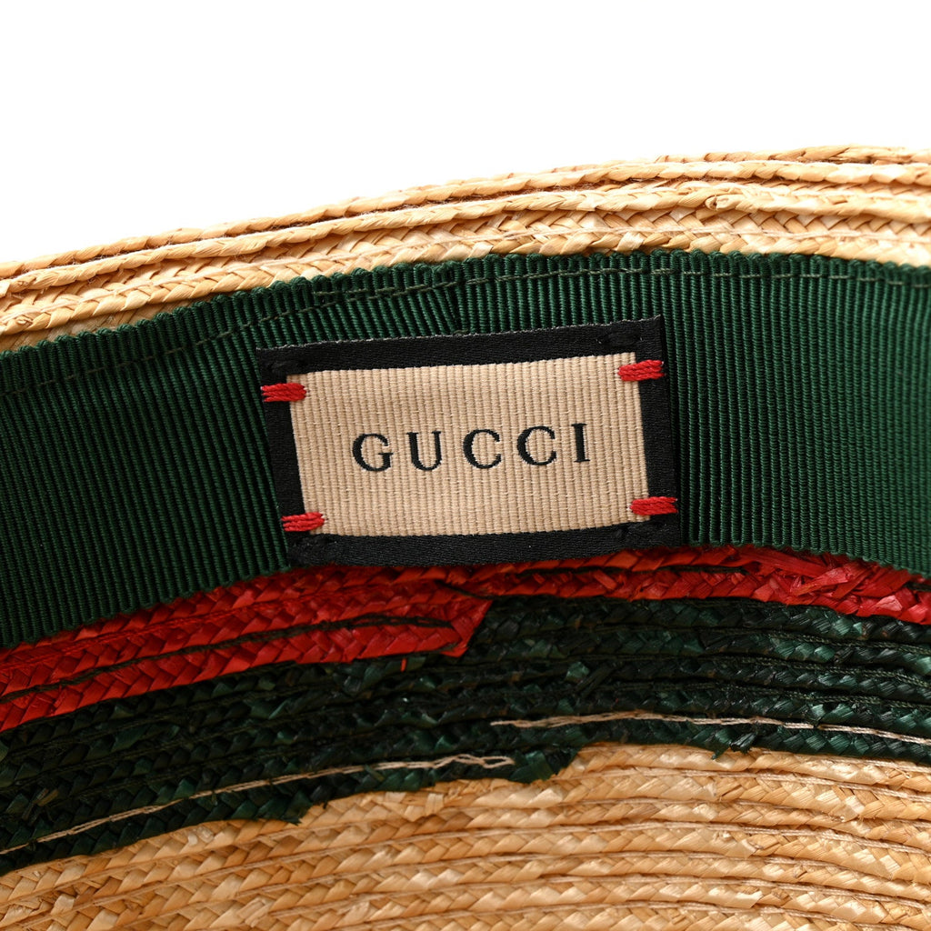 Gucci Abaca Straw Web Fedora Hat M
