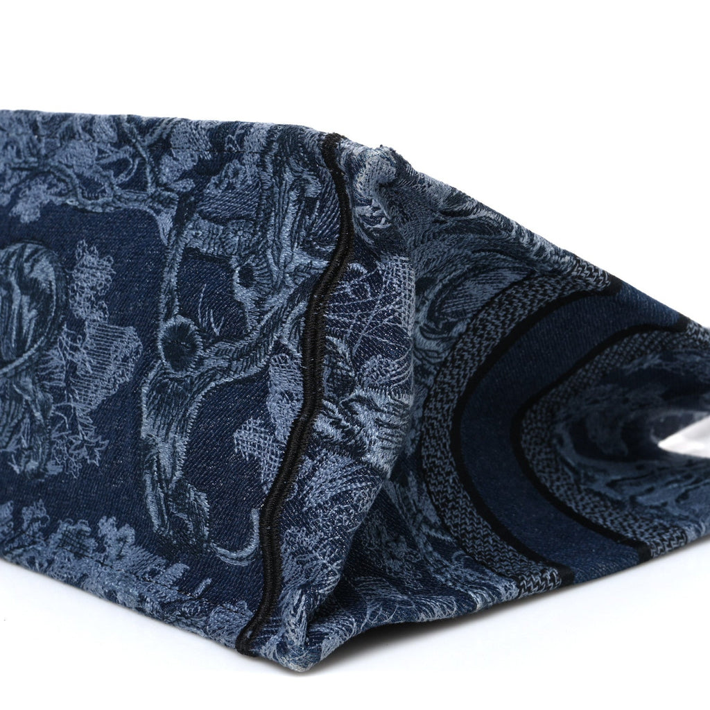 Christian Dior Canvas Embroidered Medium Dioriviera Toile De Jouy Book Tote Blue Black
