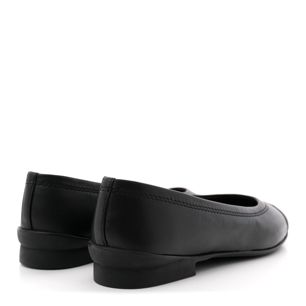 Lambskin Cap Toe CC Uniform Ballerina Flats 37.5 Black