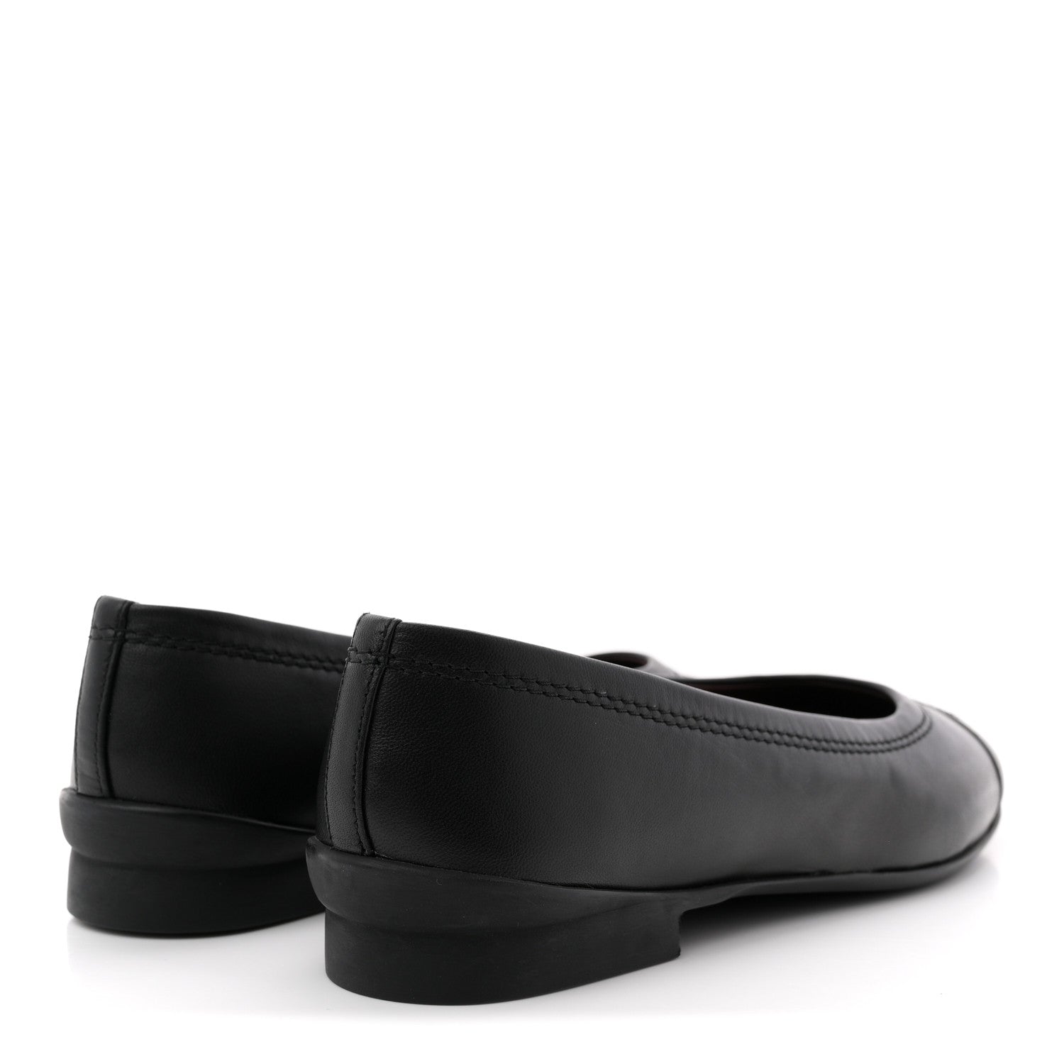 Lambskin Cap Toe CC Uniform Ballerina Flats 37.5 Black