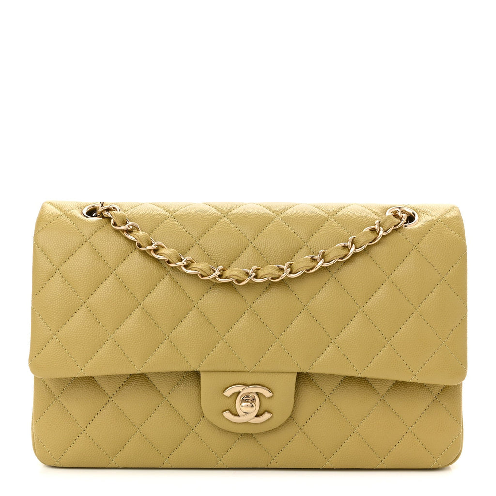 Chanel Caviar Quilted Medium Double Flap Light Green