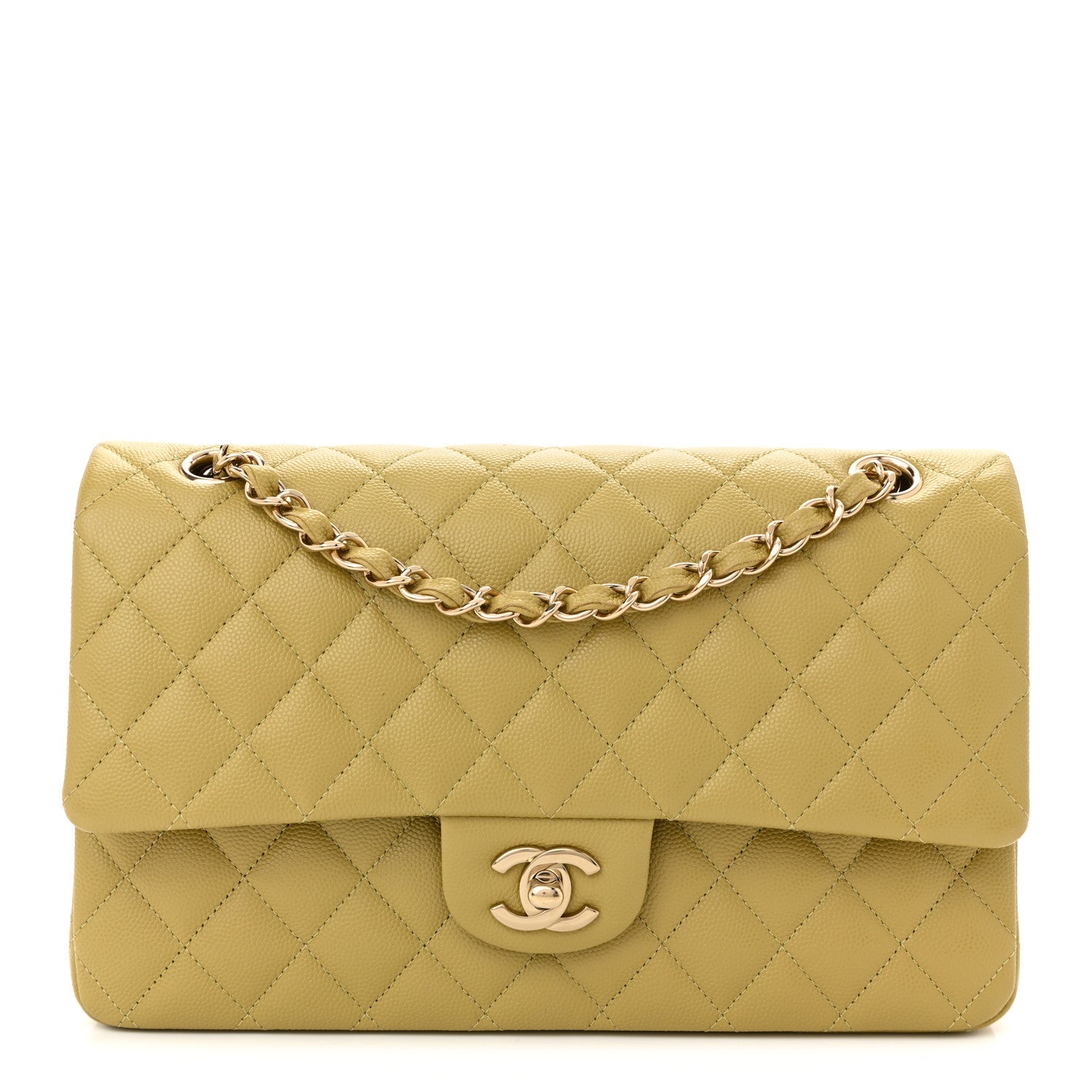 Chanel Caviar Quilted Medium Double Flap Light Green