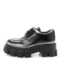 Prada Spazzolato Rois Sfumato Monolith 55mm Derby Loafers 38.5 Black Argento
